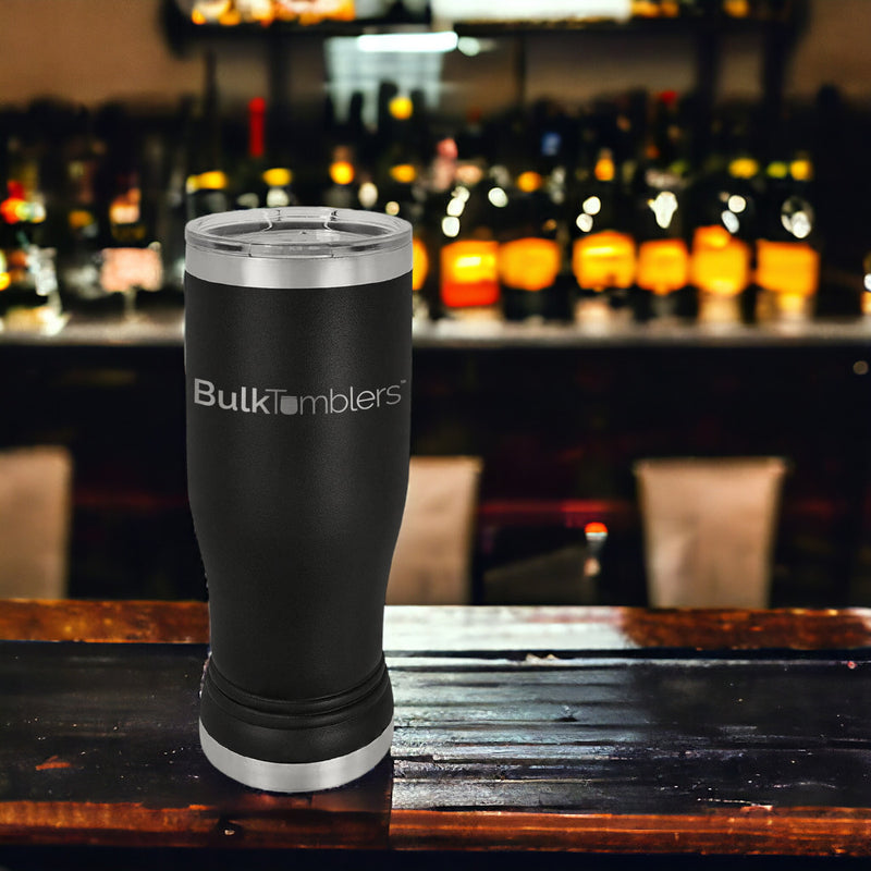 14oz laser engraved pilsner with logo