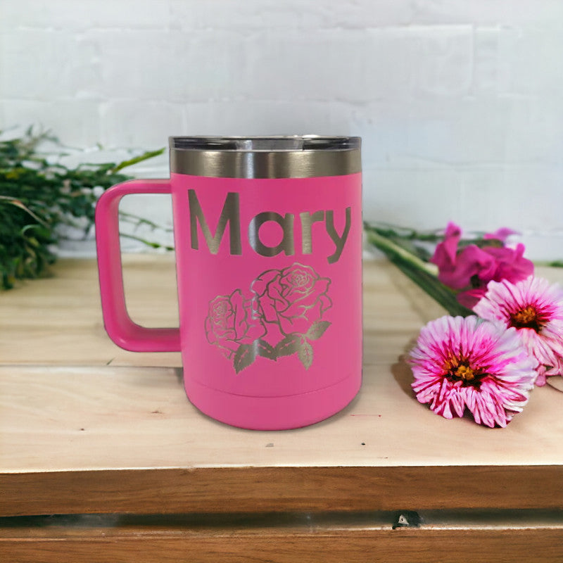 15 oz laser engraved insulated steel mug