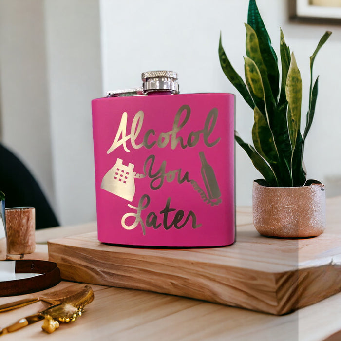 6 oz pink flask bridesmade personalized engraved gift