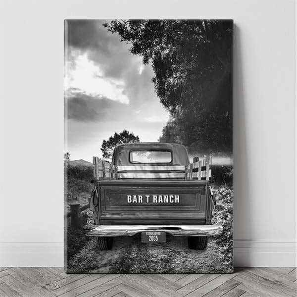 Memorial Vintage Truck Canvas Print | Personalized Cardinal Keepsake Art