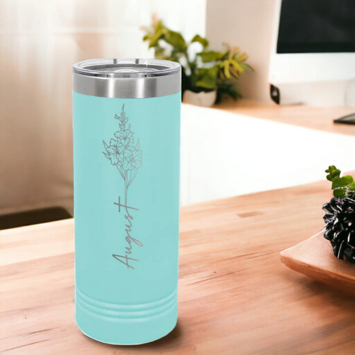 Birth month flower tumbler personalized with my name