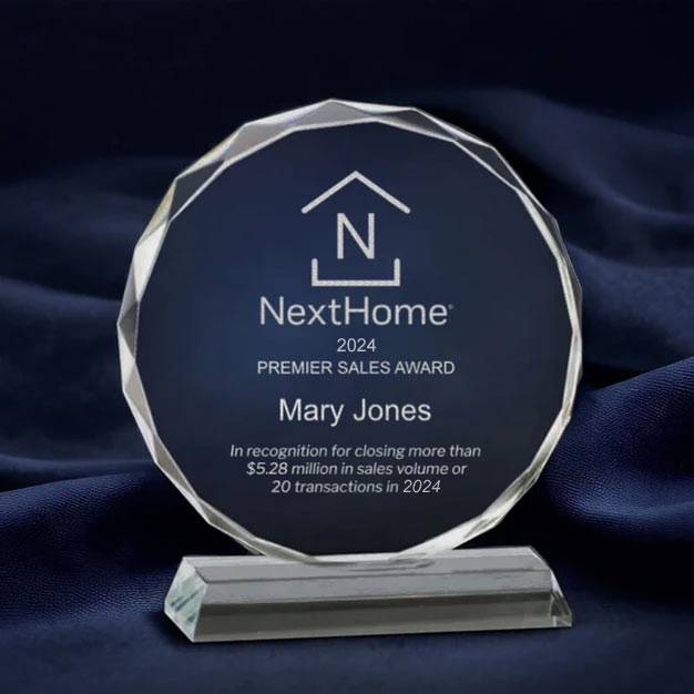 NextHome Premier Sales Award - 5" Faceted Round Crystal Award