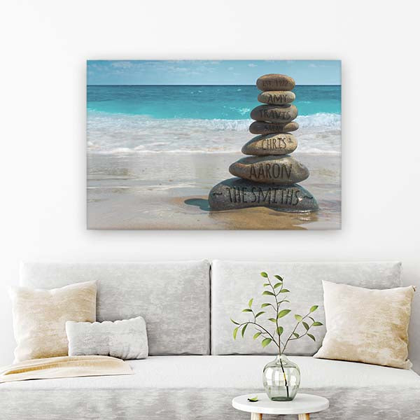 Personalized Stacked Stones - Family Beach Wall Art