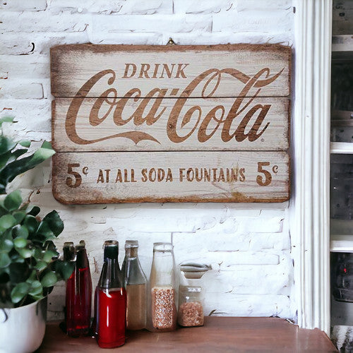 Drink coke wood wall hanging coca-cola kitchen decor