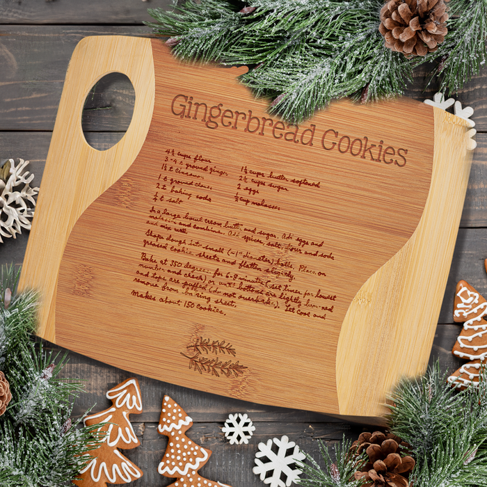 Personalized Two Tone Bamboo Cutting Board with Recipe