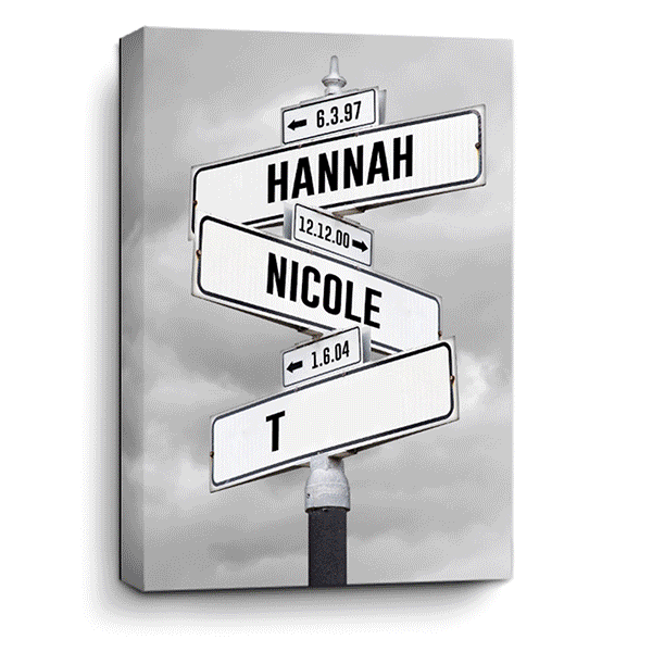 Customizable Family Street Sign Canvas Prints | Personalized Wall Art ...
