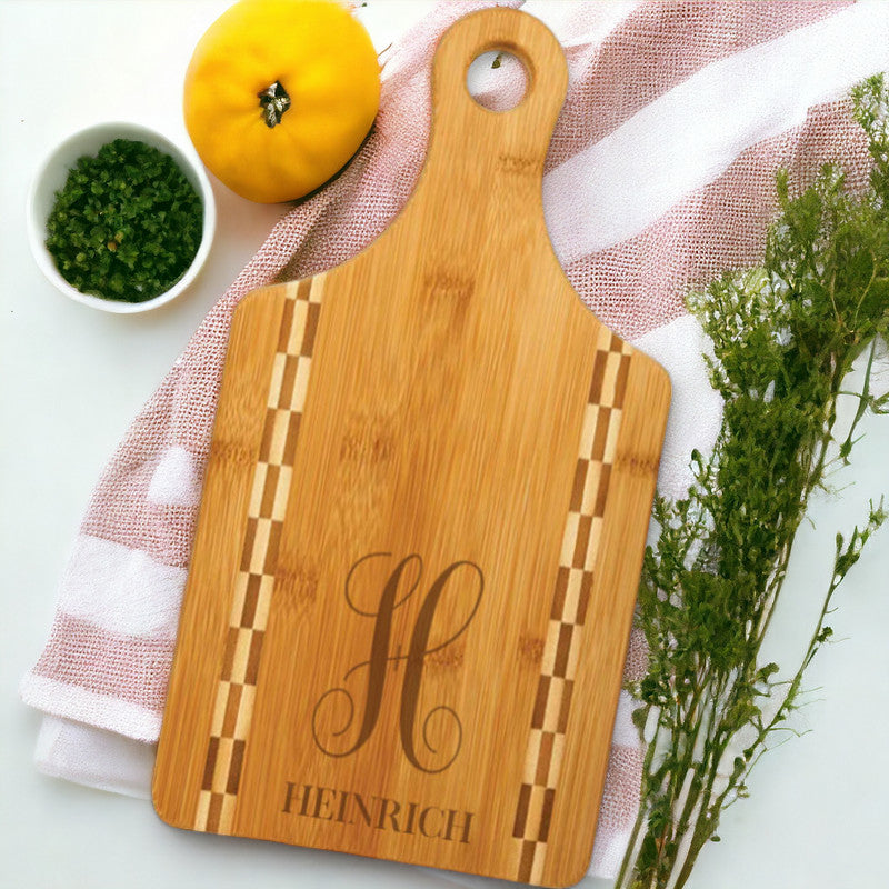 Bamboo Butcher Block Inlay Monogram Cutting Boards
