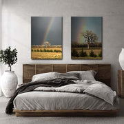 Wichita Kansas cottonwood state tree, lucky honking tree K96 kissing tree between Wichita Maize and Hutchinson Kansas, just outside Colwich. Photo featuring beautiful raingbow after a spring thunderstorm printed on gallery-wrapped canvas wall art. Rainbow home decor. Kansas photography. Kansas photographer Tammy Arnott