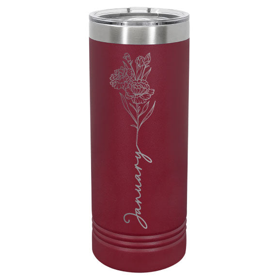 Birth Month Flower Personalized Engraved 22 oz Polar Camel Skinny Tumbler
