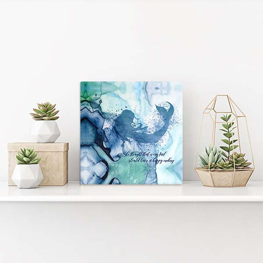 She thought that every tail should have a happy ending canvas watercolor mermaid wall decor for bathroom or teen girl room