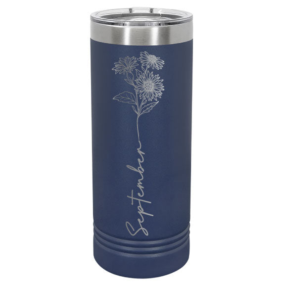 Birth Month Flower Personalized Engraved 22 oz Polar Camel Skinny Tumbler