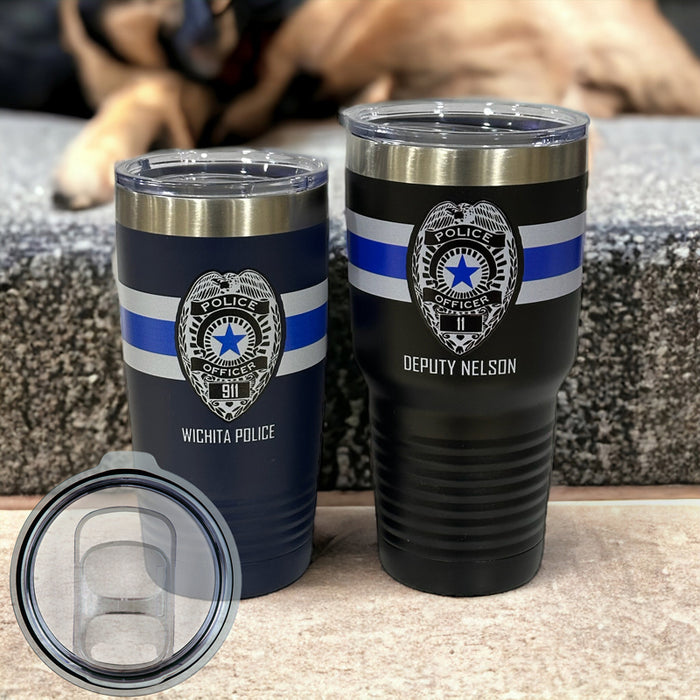 Custom Police Badge Stainless Steel Insulated Tumbler - Personalized Gift for Law Enforcement
