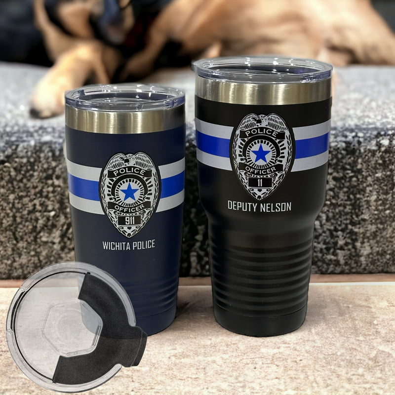 Custom Police Badge Stainless Steel Insulated Tumbler - Personalized Gift for Law Enforcement