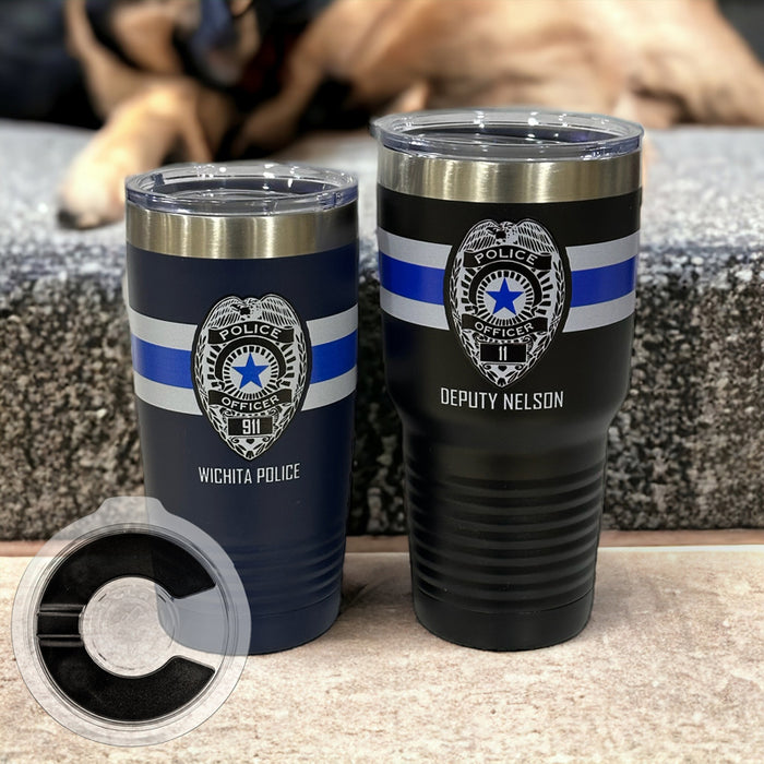 Custom Police Badge Stainless Steel Insulated Tumbler - Personalized Gift for Law Enforcement