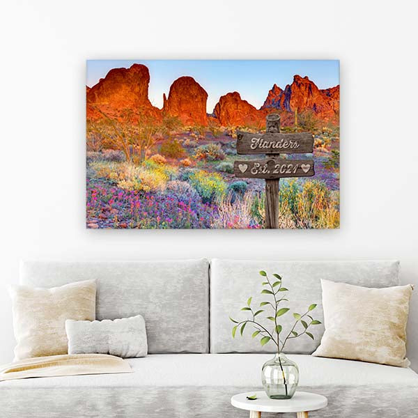 Personalized Arizona Red Mountain Desert Flowers Family Name Street Signs