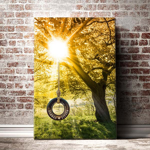 Customizable Tire Swing Canvas: Twilight Meadow | Couples Gift