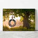 Personalized Tire Swing Canvas, showcasing the tire swing in full color against the lakeside backdrop, a nostalgic and customizable piece evoking childhood memories.