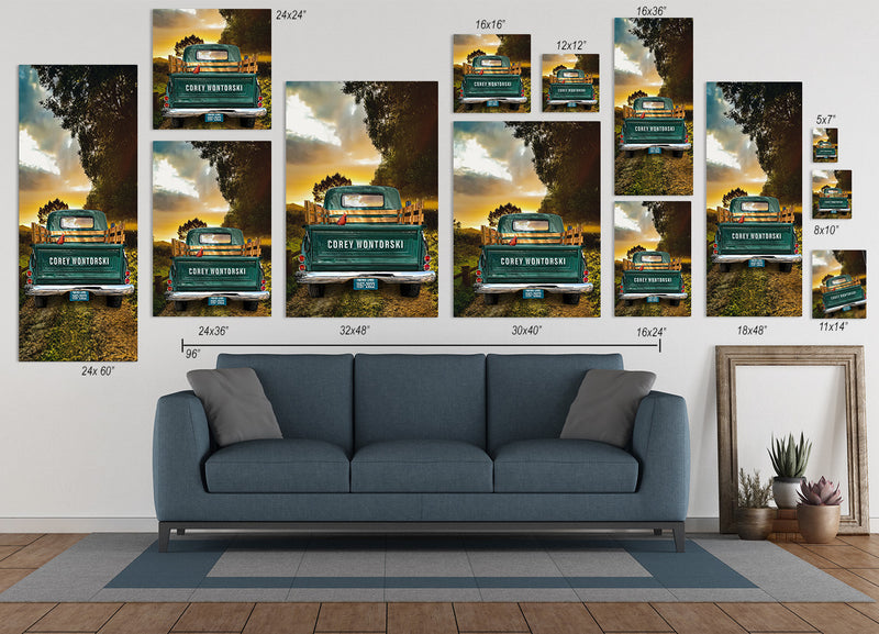 Memorial Vintage Truck Canvas Print | Personalized Cardinal Keepsake Art
