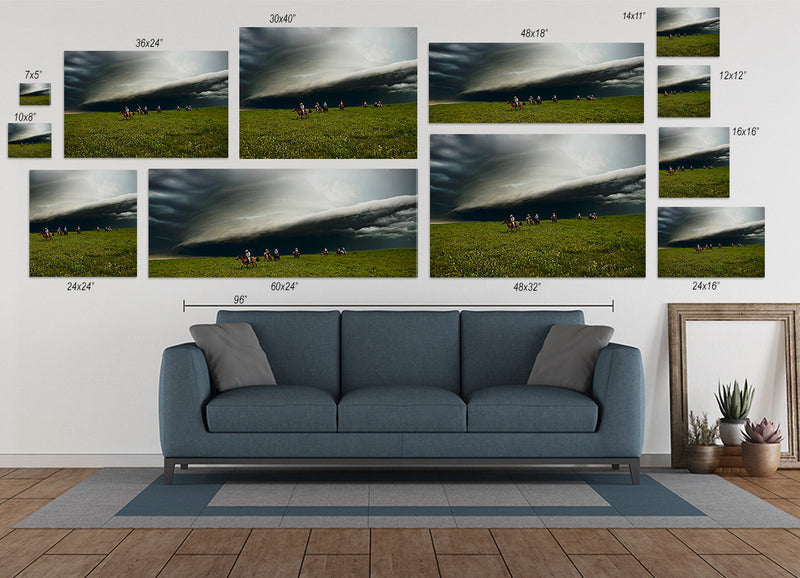 Storm Clouds on the Prairie - Horseback Cowboy Photo Canvas print by artist Garrett Osgood