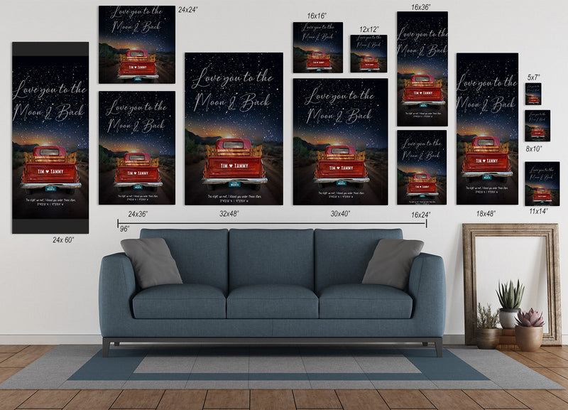 Custom Star Map Vintage Truck Canvas Print - Personalized Night Sky Art for Memorable Occasions