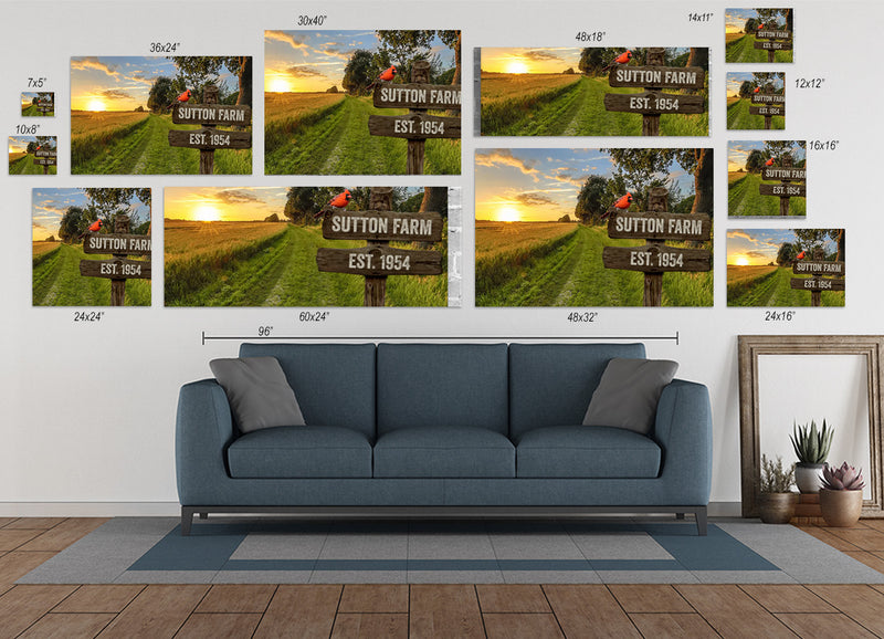 Customizable Family Wood Street Signs - Wheat Field and Country Road