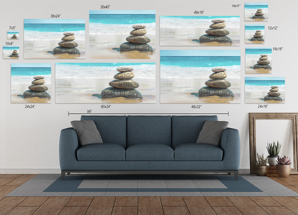 Personalized Stacked Stones - Family Beach Wall Art