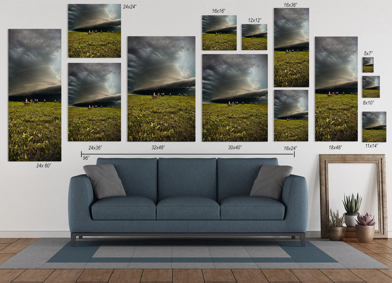 Storm Clouds on the Prairie - Horseback Cowboy Photo Canvas print by artist Garrett Osgood