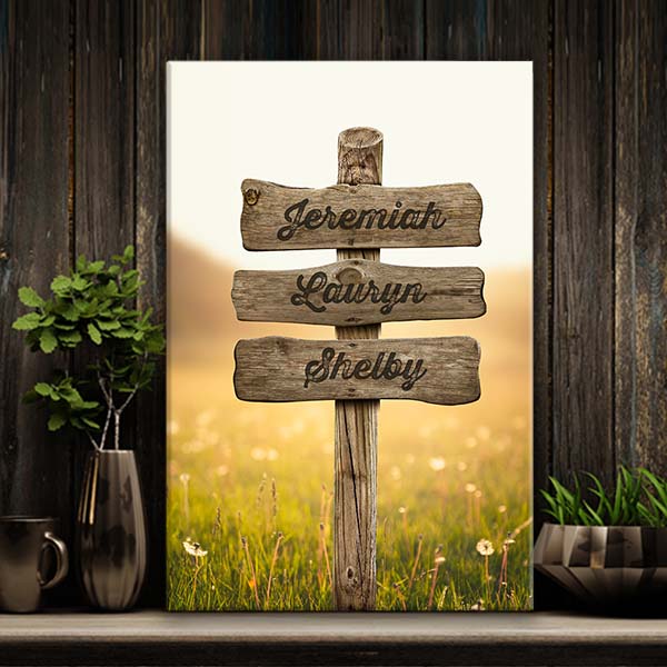 Personalized Golden Hour Field Canvas Wall Art - Large and Extra Large Sizes