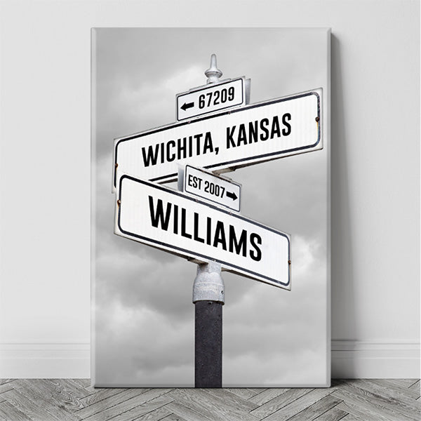 Customizable Family Street Sign Canvas Prints | Personalized Wall Art ...