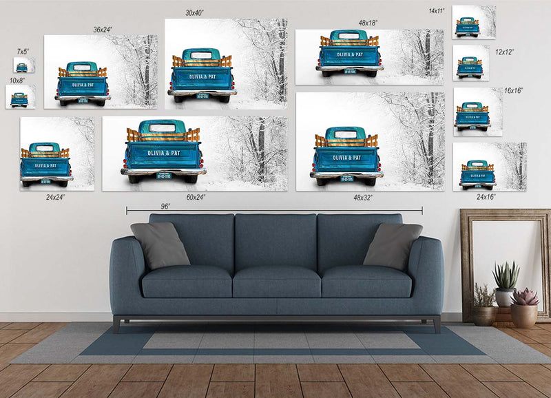 Winter Journey Vintage Truck Canvas Print | Personalized Seasonal Wall Art