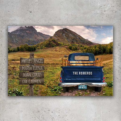 Vintage Truck Wall Art Mountain Meadow Antique Truck Gift for Grandpa Colorado Scenery