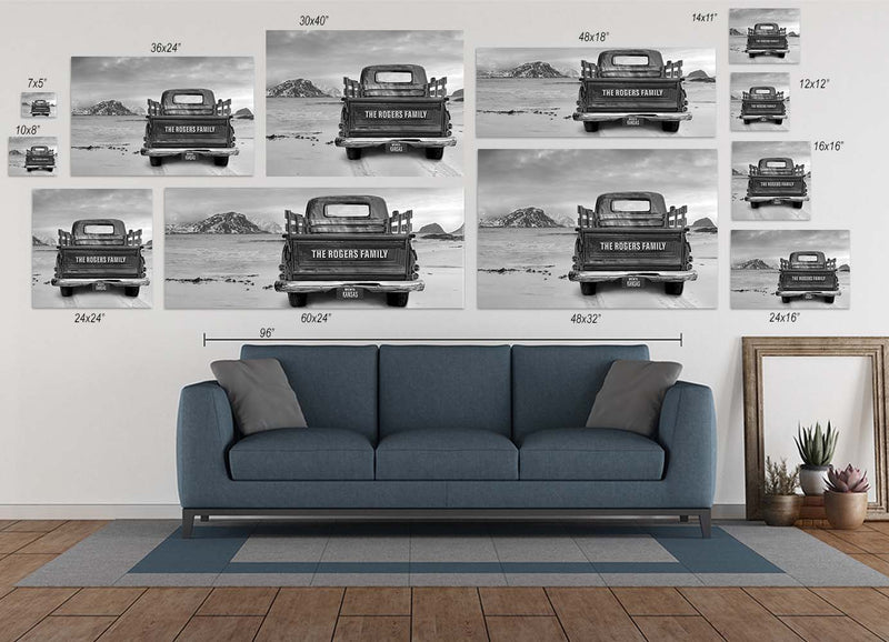 Winter Beach Getaway Canvas Print | Personalized Vintage Truck Home Decor Art