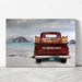 Capture the essence of a Winter Beach Getaway with our personalized canvas print. Featuring a vintage truck at a rocky beach with snowy mountains in the distance. Choose from 15 colors and personalize the tailgate. Crafted in Wichita, KS, with premium USA-made materials.