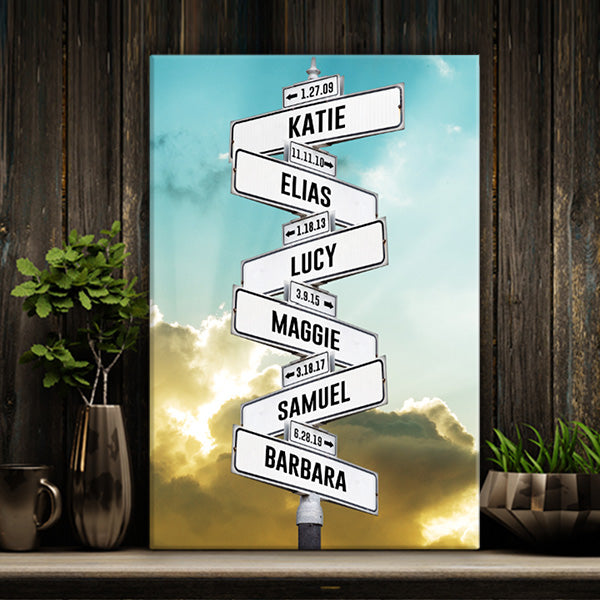 Customizable Family Street Sign Canvas Prints | Personalized Wall Art ...