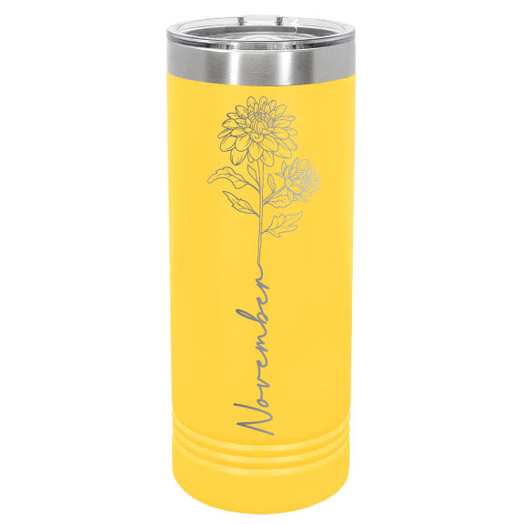 Birth Month Flower Personalized Engraved 22 oz Polar Camel Skinny Tumbler