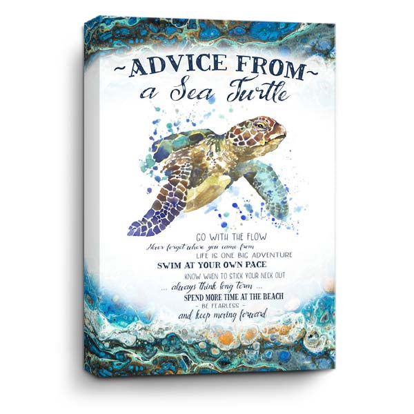Advice from a Sea Turtle Beach Wall Decor Canvas Print
