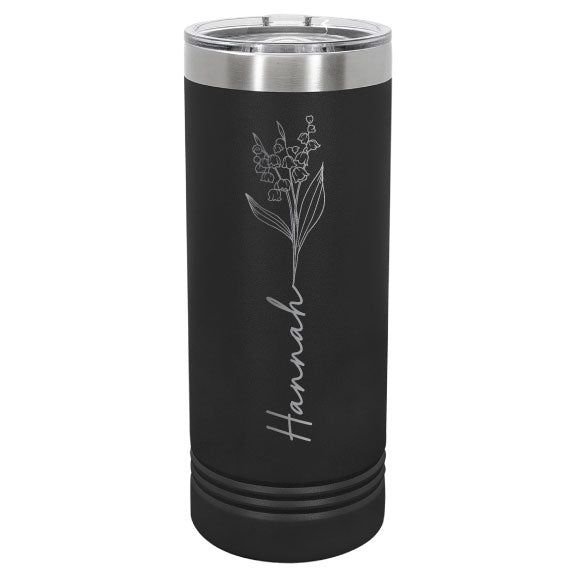 Birth Month Flower Personalized Engraved 22 oz Polar Camel Skinny Tumbler