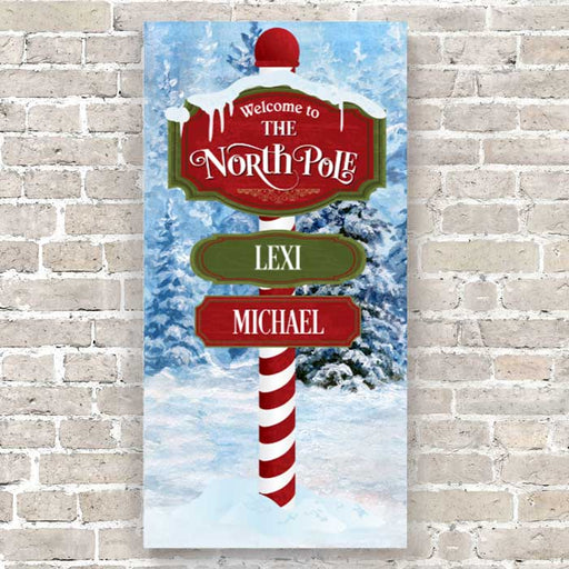 Custom Personalized Christmas Wall Art - Personalizable North Pole Family Name Sign Canvas Wall Art Home Decor to Match your Room Colors