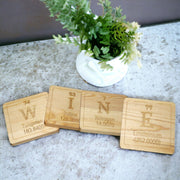 engraved wood coaster set wine periodic table of elements gift for science geeks