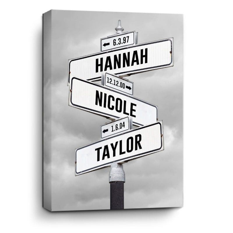 Customizable Family Street Sign Canvas Prints | Personalized Wall Art ...