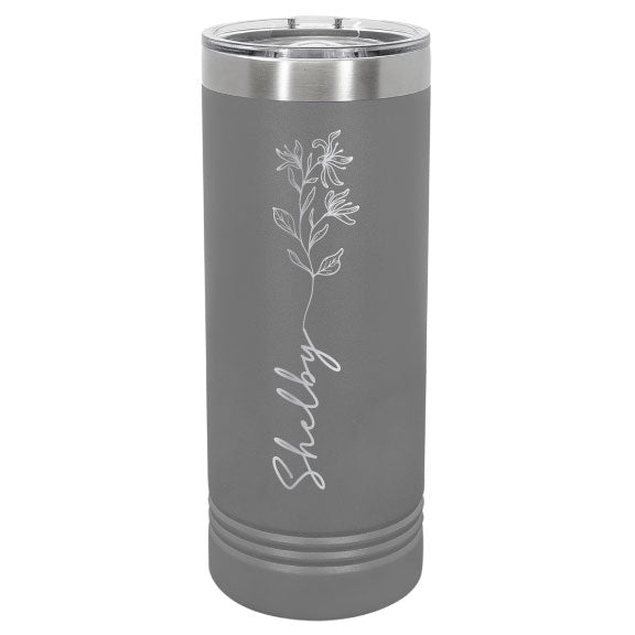Birth Month Flower Personalized Engraved 22 oz Polar Camel Skinny Tumbler