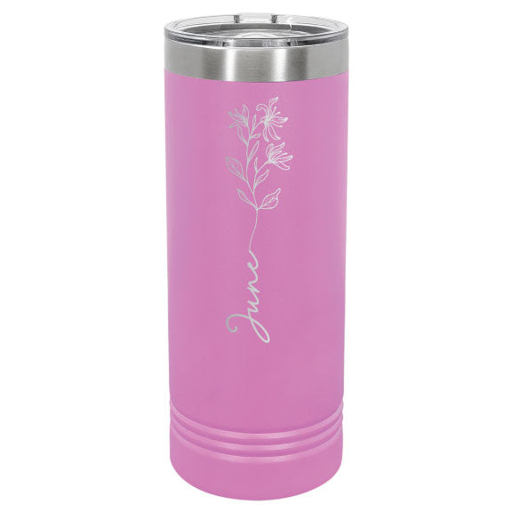 Birth Month Flower Personalized Engraved 22 oz Polar Camel Skinny Tumbler