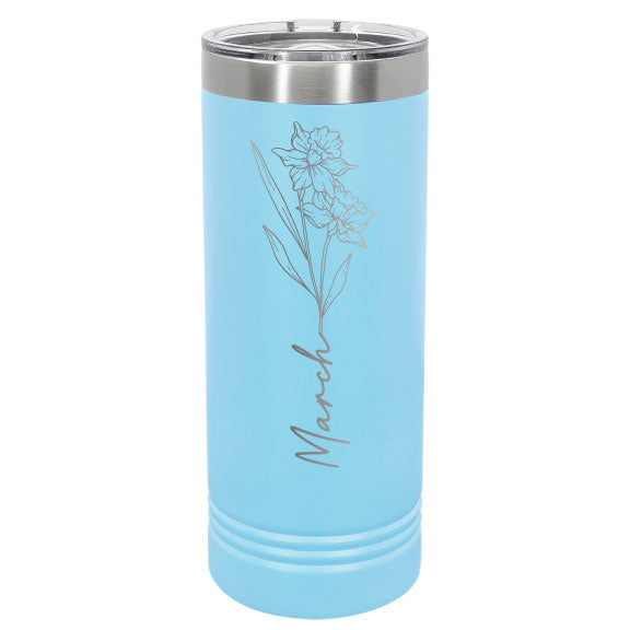 Birth Month Flower Personalized Engraved 22 oz Polar Camel Skinny Tumbler