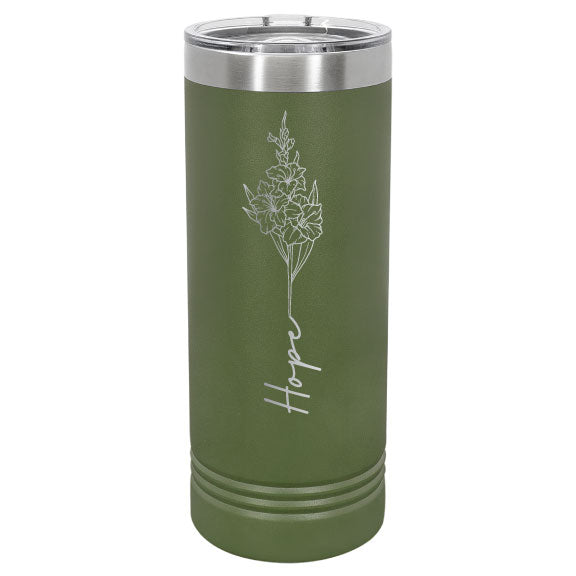 Birth Month Flower Personalized Engraved 22 oz Polar Camel Skinny Tumbler