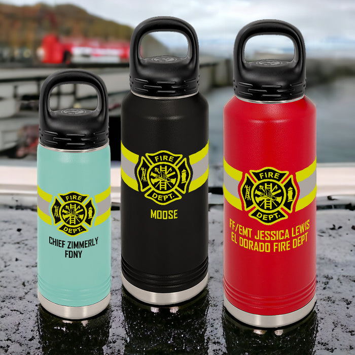 Custom Firefighter Stainless Steel Insulated Water Bottle - Personalized Gift for Fire Fighters/EMTs