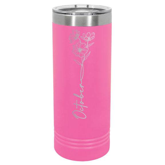 Birth Month Flower Personalized Engraved 22 oz Polar Camel Skinny Tumbler