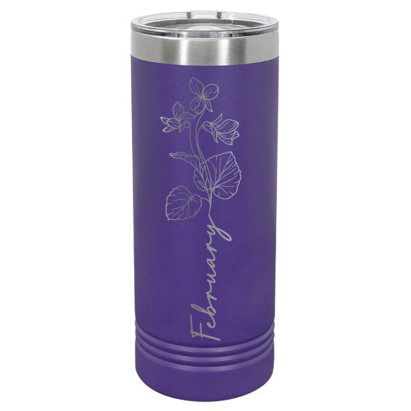 Birth Month Flower Personalized Engraved 22 oz Polar Camel Skinny Tumbler