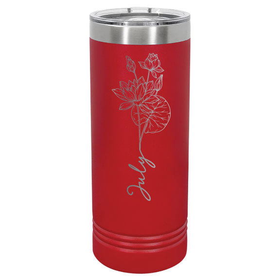 Birth Month Flower Personalized Engraved 22 oz Polar Camel Skinny Tumbler