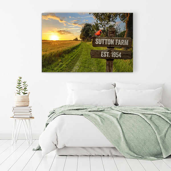 Customizable Family Wood Street Signs - Wheat Field and Country Road