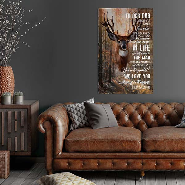 Customizable Rustic Buck Deer Print: Heartfelt Message for Dad or Grandpa